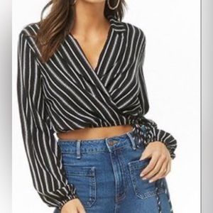 NWOT Mustard Seed  Stripped Wrap Top